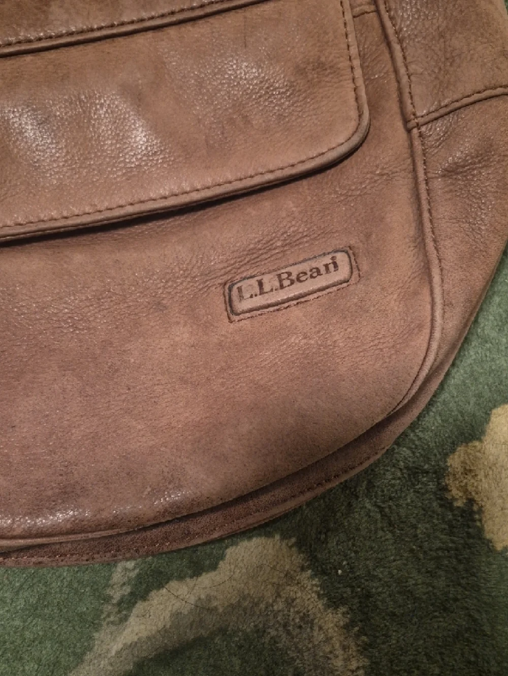 L.L. Bean Brown Leather Sling Messenger Bag